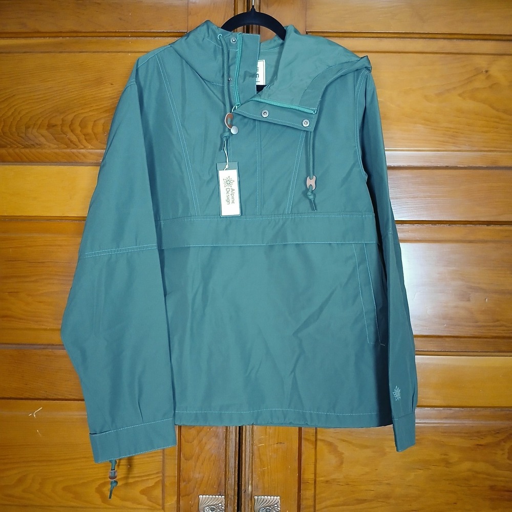 NWT Alpine Design Men's‎ Anorak Medium Forest Shadow Water Repellant Rain Jacket